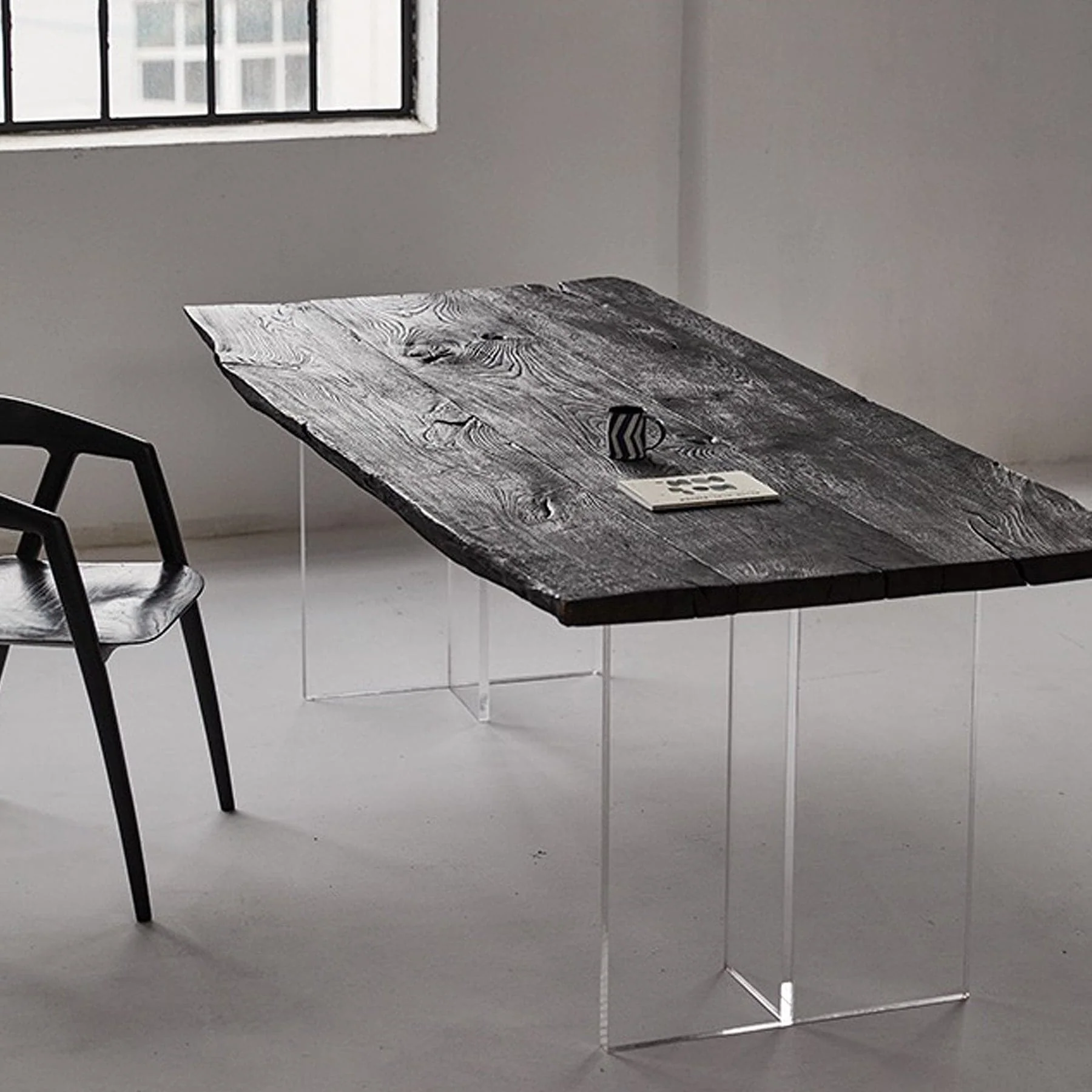 Charred French Oak Dining Table - Image 7
