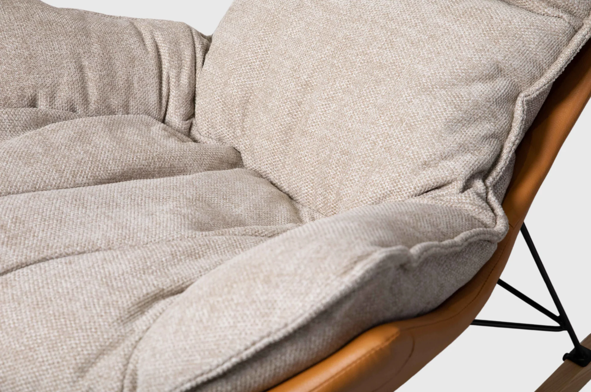 Leather and Linen Rocking Chair - Image 6