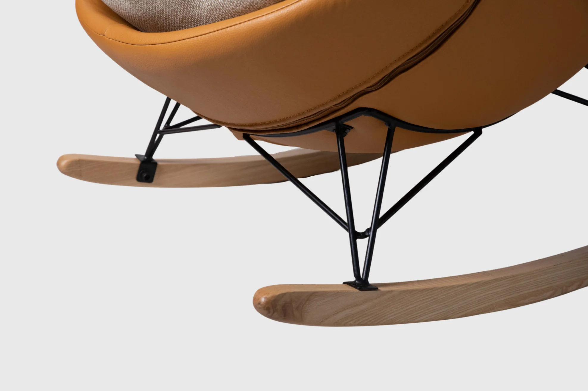 Leather and Linen Rocking Chair - Image 7