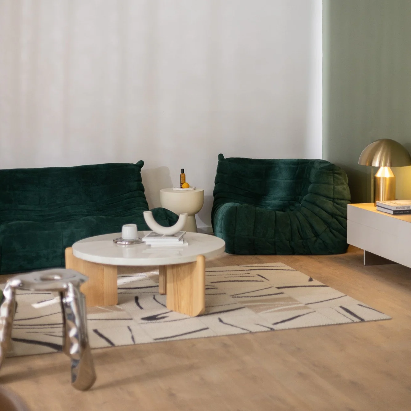 Terrazzo and Wood Round Coffee Table - Image 13