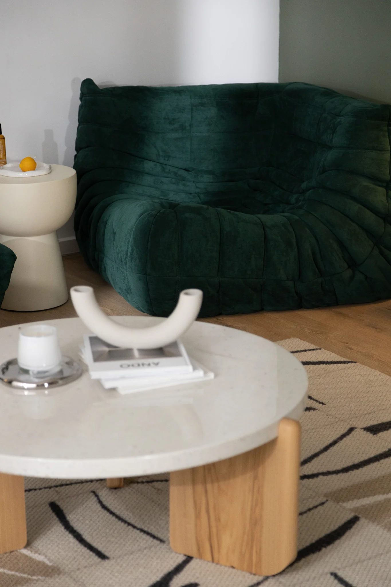 Terrazzo and Wood Round Coffee Table - Image 14