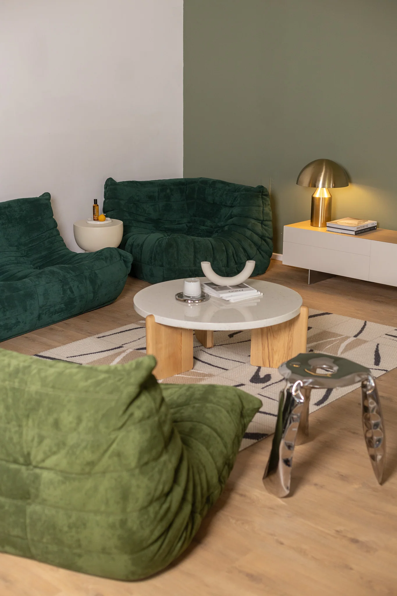 Terrazzo and Wood Round Coffee Table - Image 3